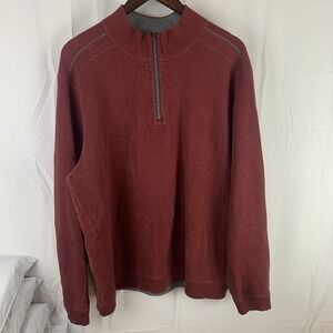 Tommy Bahama Sweater Mens XL‎ Long Sleeve 1/4 Zip Golf Pullover Reversible Red